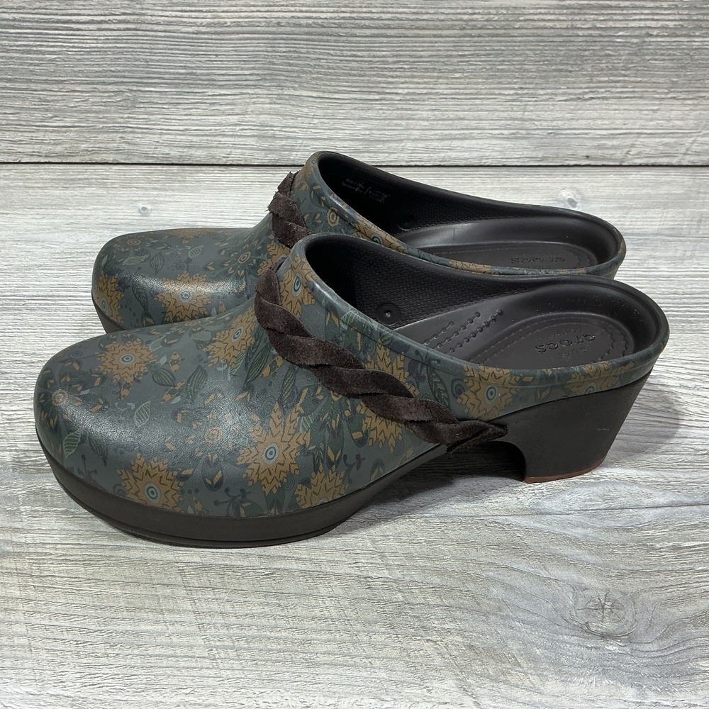 CROCS Womens Sarah Crosslite Floral Dual Comfort Heel Clogs Mules 203764 Size 8 - Picture 3 of 12